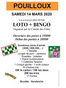 Pouilloux : Le comité des fêtes organise un loto+bingo