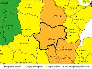 Alerte météo de vigilance orange (Saône-et-Loire)