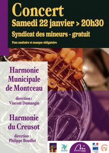 Concert de l&rsquo;harmonie municipale de Montceau et de de l&rsquo;harmonie du Creusot