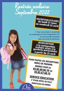 Montceau : Pensez aux inscriptions scolaires !