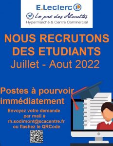 Offre d’emploi – E.LECLERC Montceau Les Mines recrute…