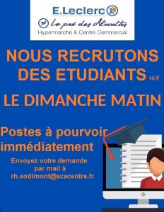 Offre d’emploi – E.LECLERC Montceau Les Mines recrute…