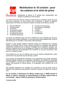 Mobilisation le 18 octobre : pour les salaires et le droit de grève