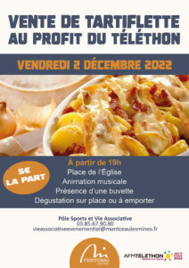 Montceau : Vente de tartiflette au profit du Téléthon
