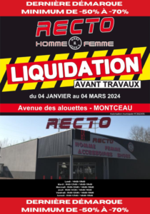 Montceau : Liquidation avant travaux dans votre magasin RECTO