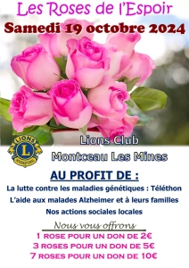 Le Lions Club Montceau les mines et les Roses de l’ Espoir