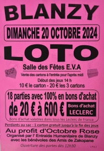 Blanzy : Loto au profit d’Octobre Rose