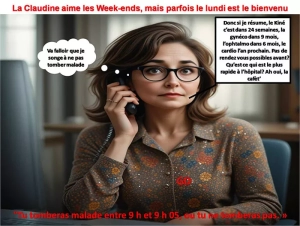 La Claudine aime les Week-ends, mais parfois le lundi est le bienvenu