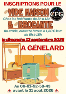 Inscriptions pour le vide de maison et la brocante à Génelard