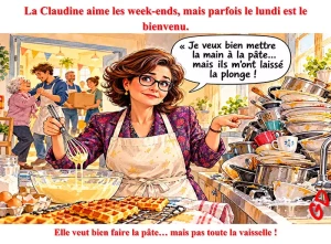 La Claudine aime les week-ends, mais parfois le lundi est le bienvenu.